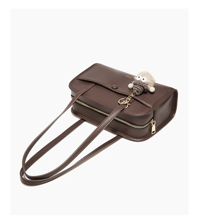 FOXER Female Shoulder Bag PU Leather Cross Body Bag 2026 New Fashion Messenger Bag Large Capacity Commute Daliy