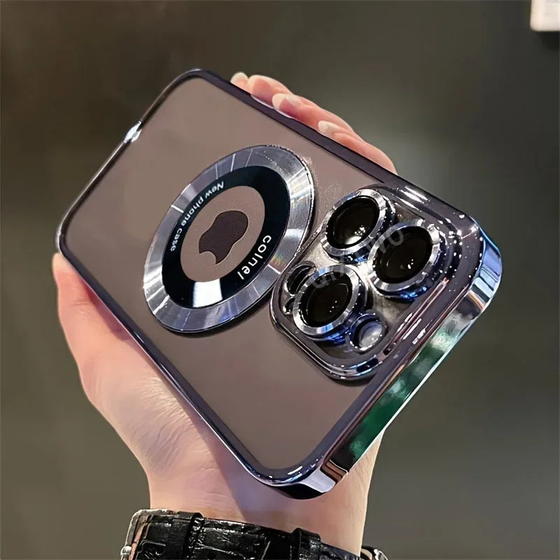 QIXTWO Luxury Plating Hollow MagSafe Magnetic Wireless Charge Case - ShopHub