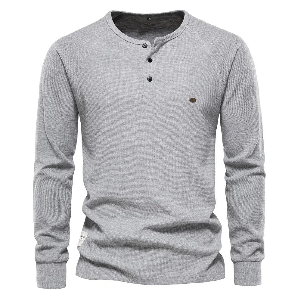 AIOPESON Waffle Henley Shirts - ShopHub