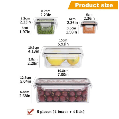8-PC BPA-Free Airtight Food Containers with Locking Lids