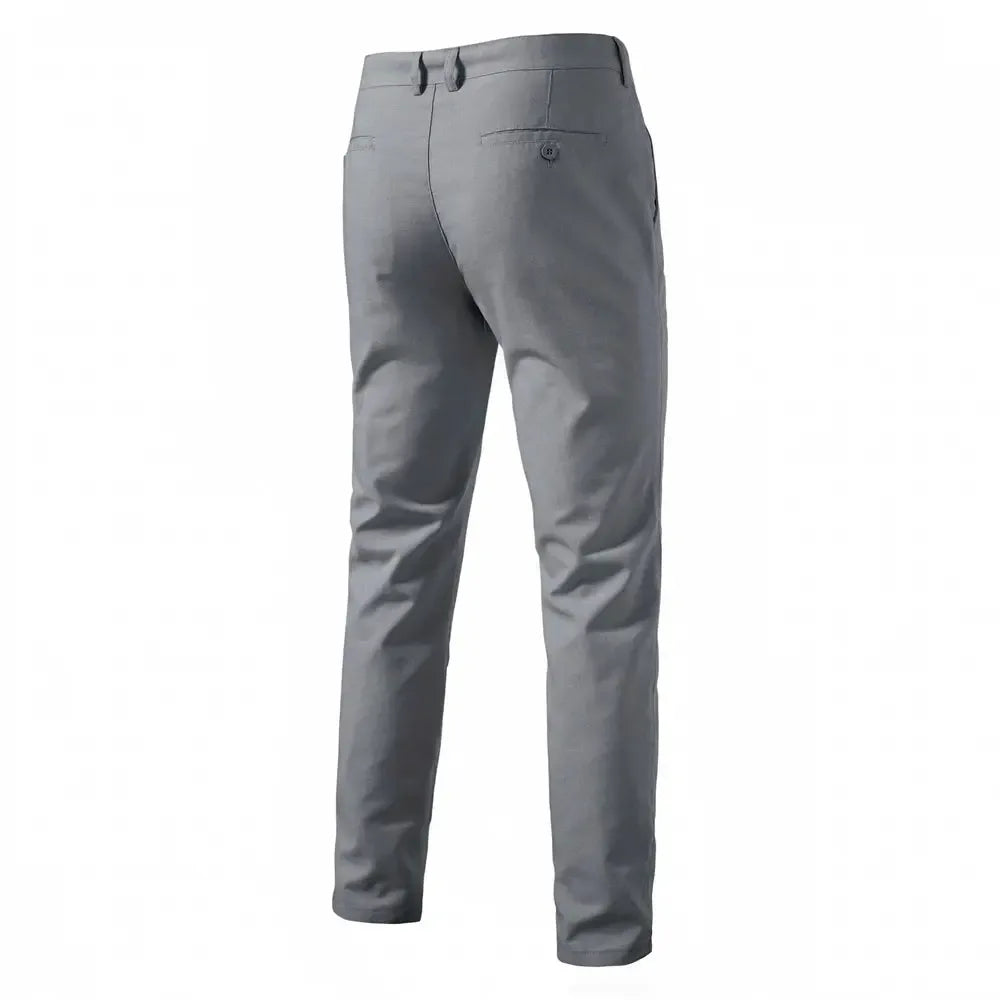 AIOPESON Men's Solid Colour Linen Long Pants - ShopHub