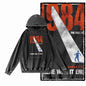 1984 Graphic Acid-Washed Black Streetwear Hoodie