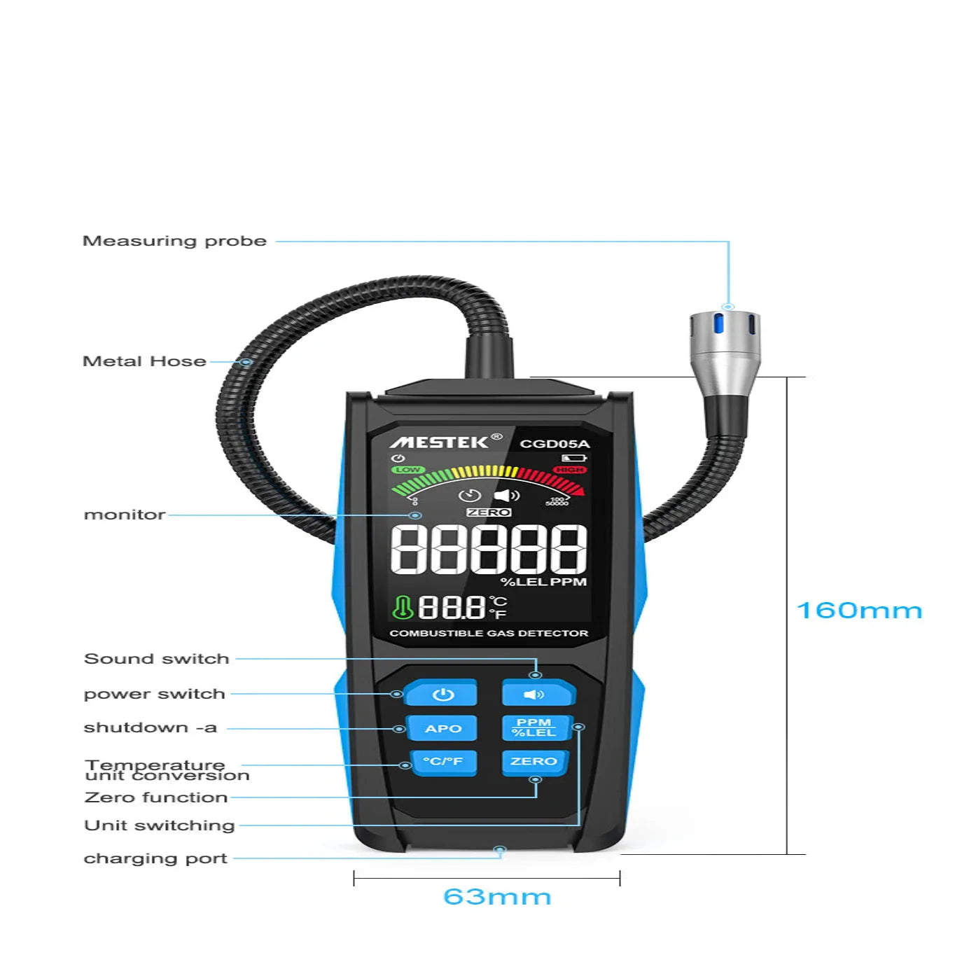 Gas Leak Detector 0–50000PPM Habicare