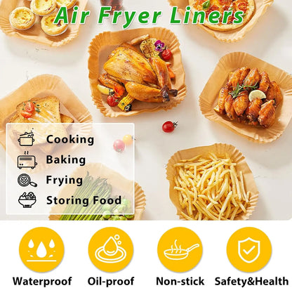 Air Fryer Paper Liners 23-27cm Square Compatible with COSORI/Ninja