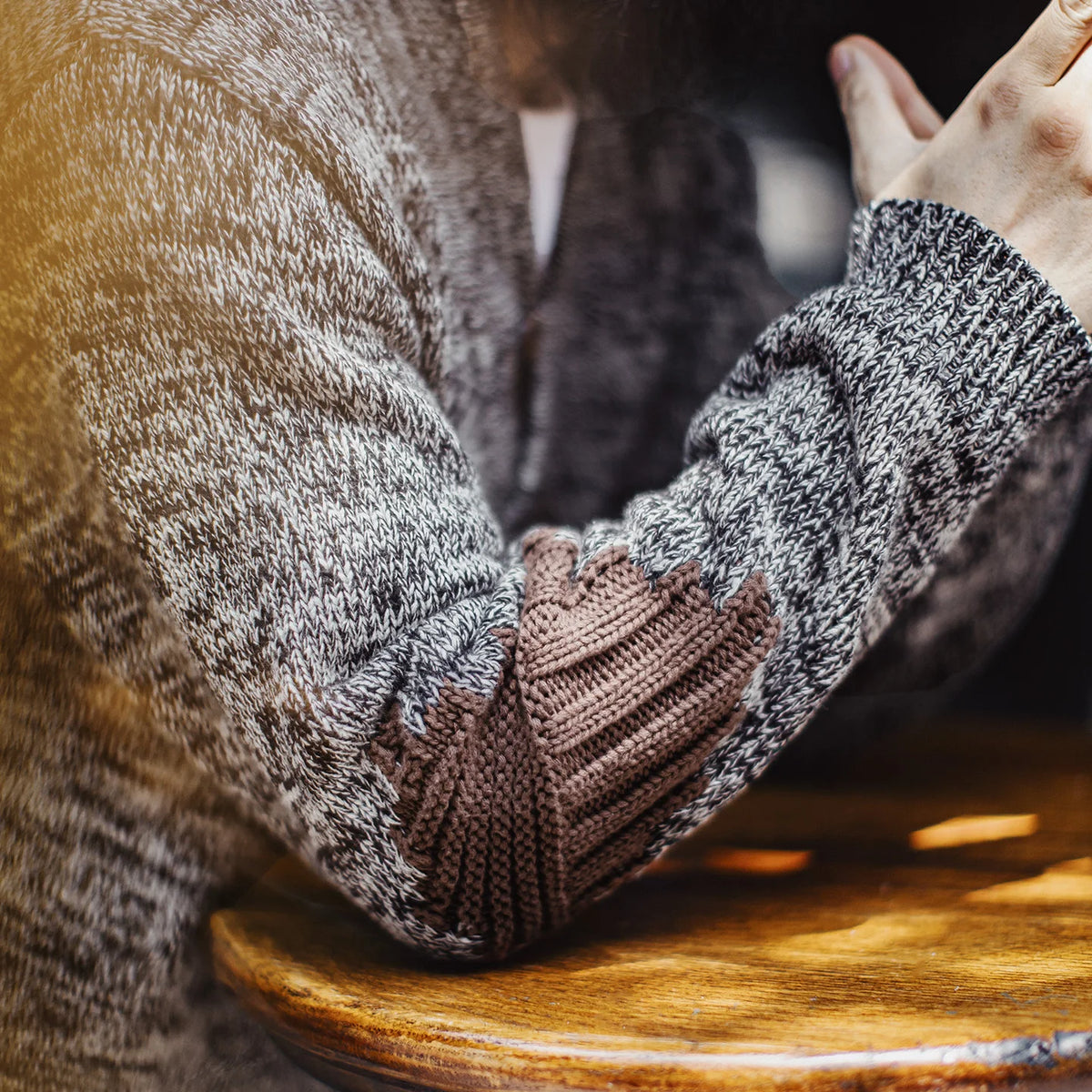 MADEN Grey Cotton Shawl-Collar Sweater
