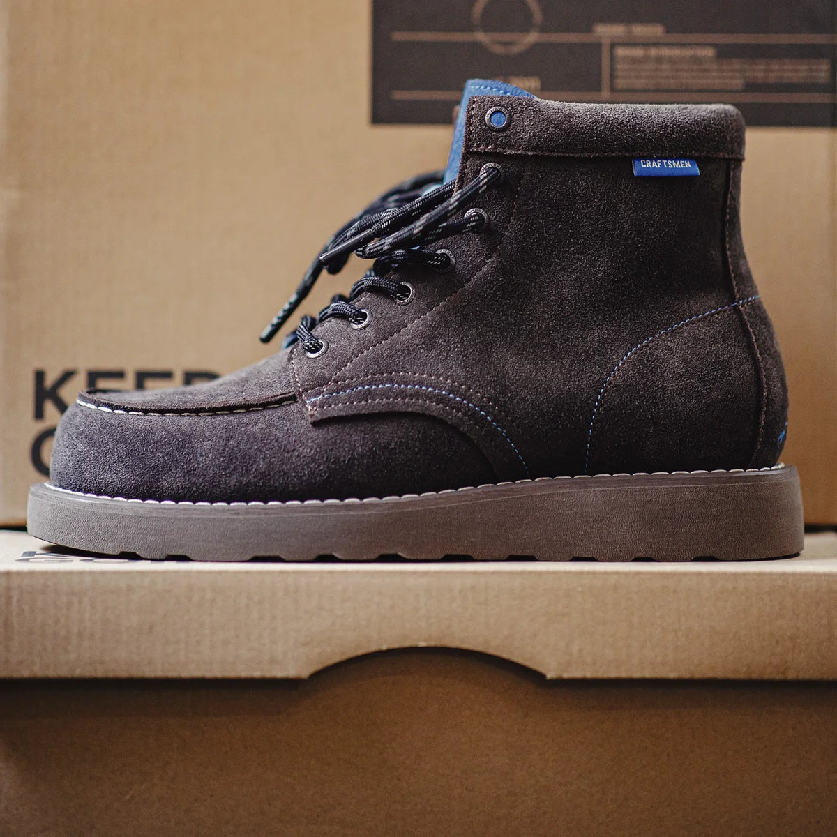 Maden Men's Vintage Brown Cow Suede Work Boots