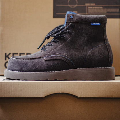 Maden Men's Vintage Brown Cow Suede Work Boots