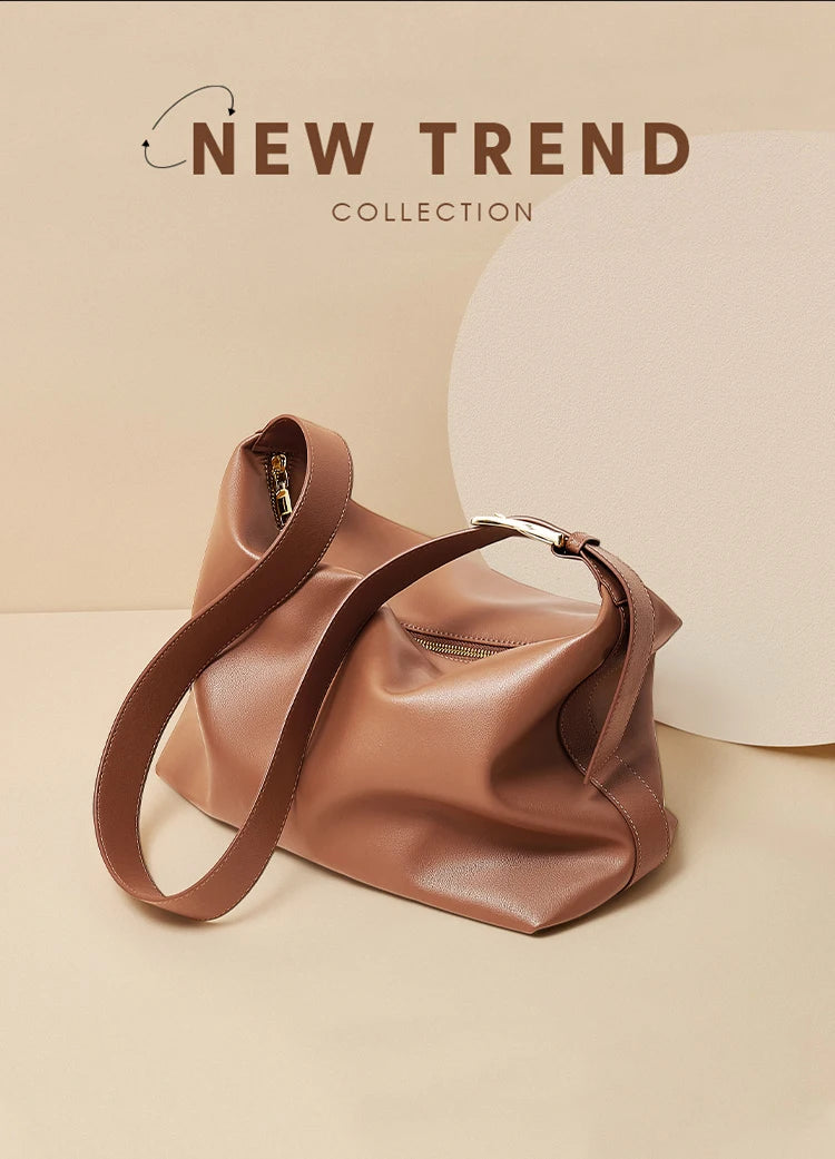 FOXER Large Soft Split Leather Shoulder Bag