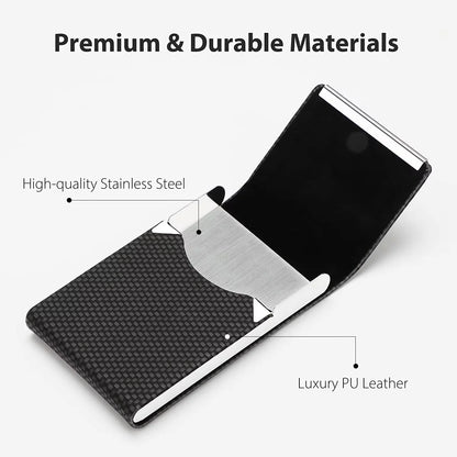 RFID Business Credit Card Holders Luxury Leather Men Wallets Metal Bank Cardholder Case Storage Visit Purses Minimalist Wallet