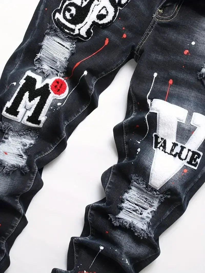 Men’s Y2K Ripped Skinny Jeans - ShopHub