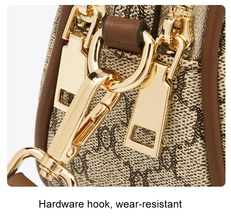 FOXER Women Small Shoulder Bag Fashion Monogram PVC Lady Crossbody Handbag with Adjustable Strap