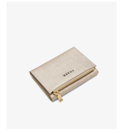 FOXER Women's Short Wallet – Premium Split Leather Design