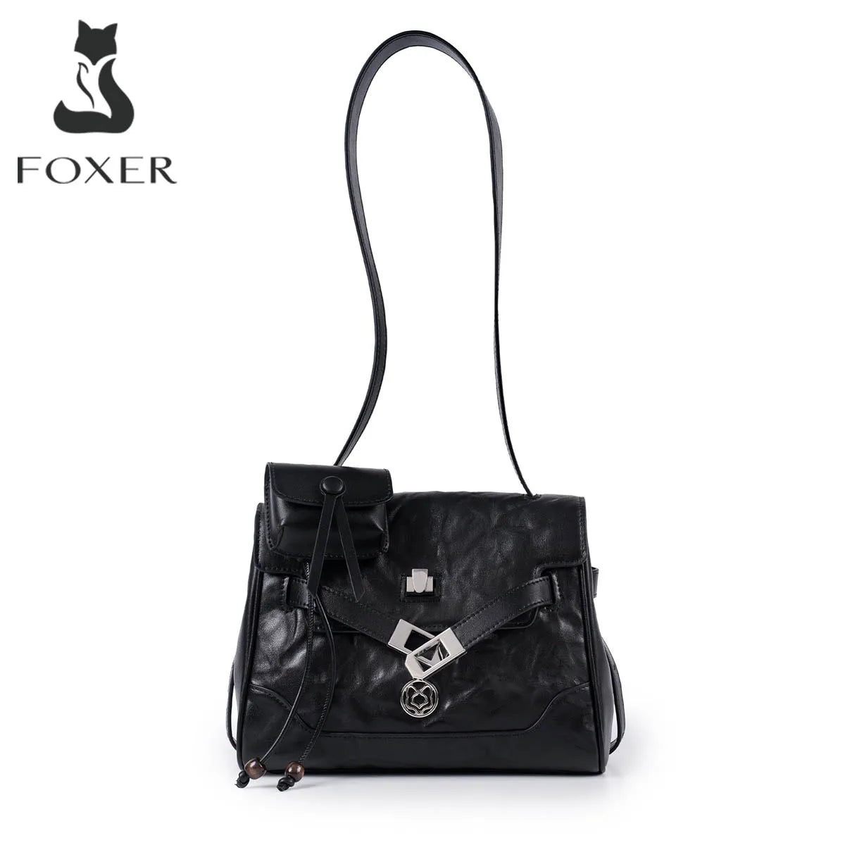 FOXER Vintage Wrinkle Genuine Leather Tote Bag