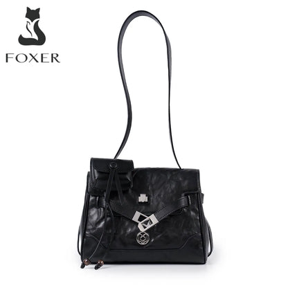 FOXER Vintage Wrinkle Genuine Leather Tote Bag