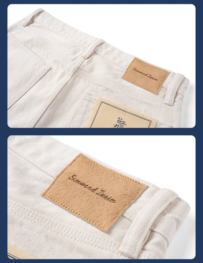 SIMWOOD High Standard 2026 Autumn Winter New Loose Straight 15oz Heavyweight White Selvedge Jeans Men Plus Size Denim Pants
