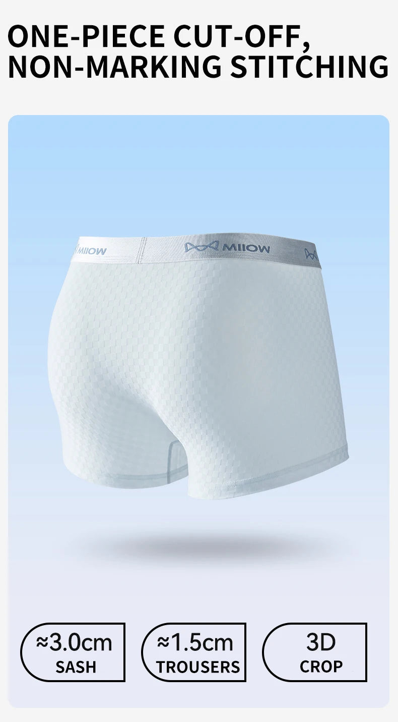 MiiOW 6Pcs Men's Summer Ice Silk Boxers - Antibacterial Breathable Mesh Underwear