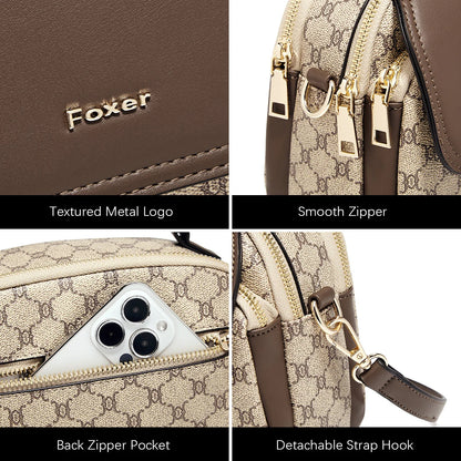 FOXER Lady's Shoulder Bag PVC Leather Casual Handbag Vintage Female Crossbody Bag Fashion Commute Boston Bag