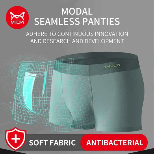 MiiOW 3Pcs Modal Man Underwear Boxer Men Hip Raise Antibacterial Cuecas Sexy Men's Panties Boxers Shorts Underpants Boxershorts