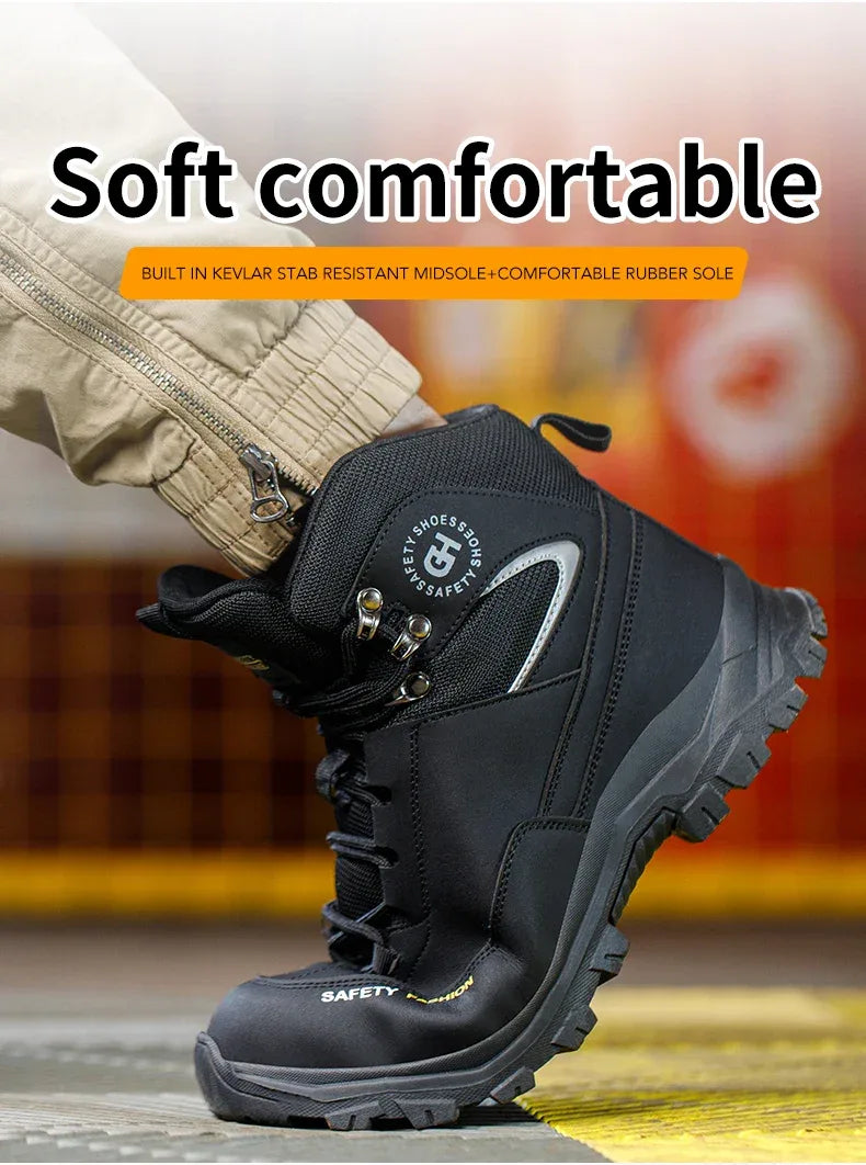 Men's Work Safety Boots Featuring Steel Toe Protection, Anti-Puncture Design - ShopHub