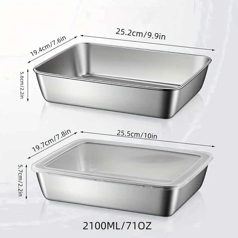 6Pcs Square Stainless Steel Food Containers, Stackable Kitchens Accessories, Stores Knifes, Kitchen Food Storage