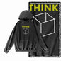 Think Outside the Box Acid-Washed Black Graphic Hoodie