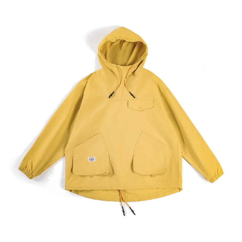 Maden Casual Outdoor Multi-pocket Hooded Men's Jackets Spring Fall Loose Windbreak Parka Ginger Climbing Outerwear Track Jacket