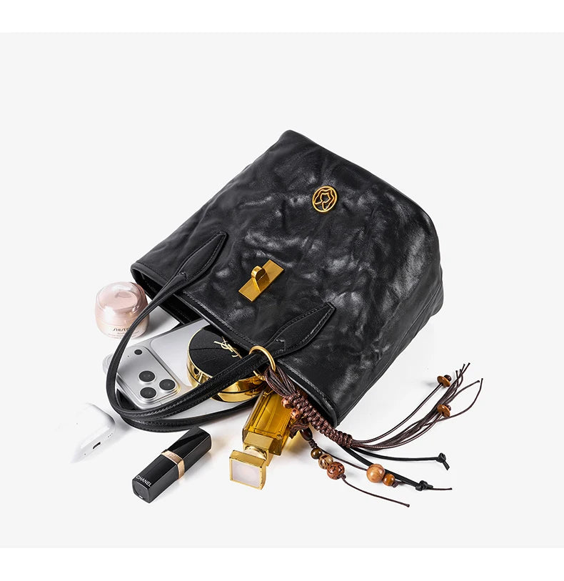 FOXER Vintage Wrinkle Leather Tote Bag