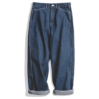 Maden Wide Leg Pants 11.5 Oz Dark Blue Jeans Oversize Pants For Men Size 28 To 36 Baggy Jeans Loose Straight Trousers Workwear