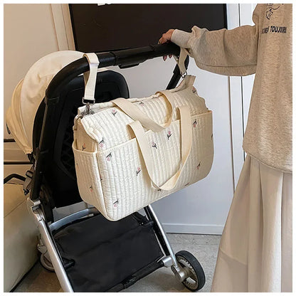 Embroidered Multi-Functional Diaper Bag