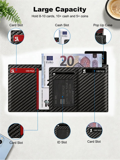 DIENQI Magnetic RFID Wallet – Carbon Fiber Design