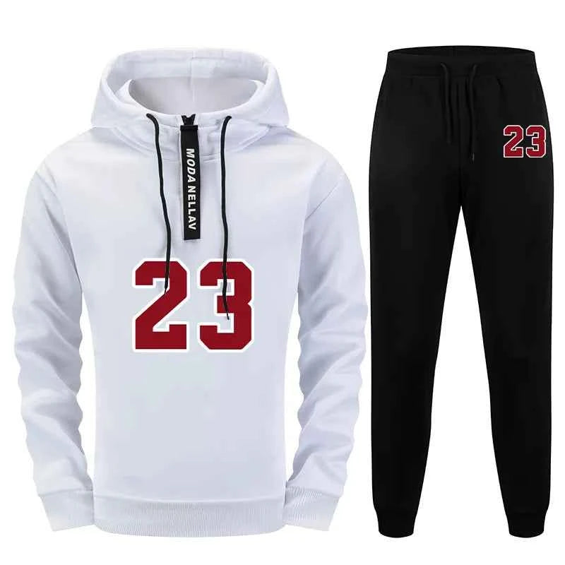 Mens Urban Fashion Tracksuit Set - 2 Piece Half Zip Hoodie & Sweatpants for Streetwear, Perfect Men's Tracksuit Set for Autumn & Winter Casual Sporty Jogging