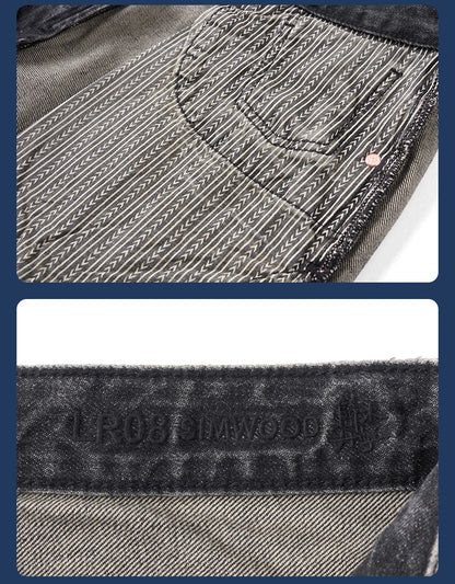 SIMWOOD High Standard 2026 Autumn New 13.5oz Loose Relax Washed Jeans Men Patched Denim Vintage Distressed Streetwear Pants