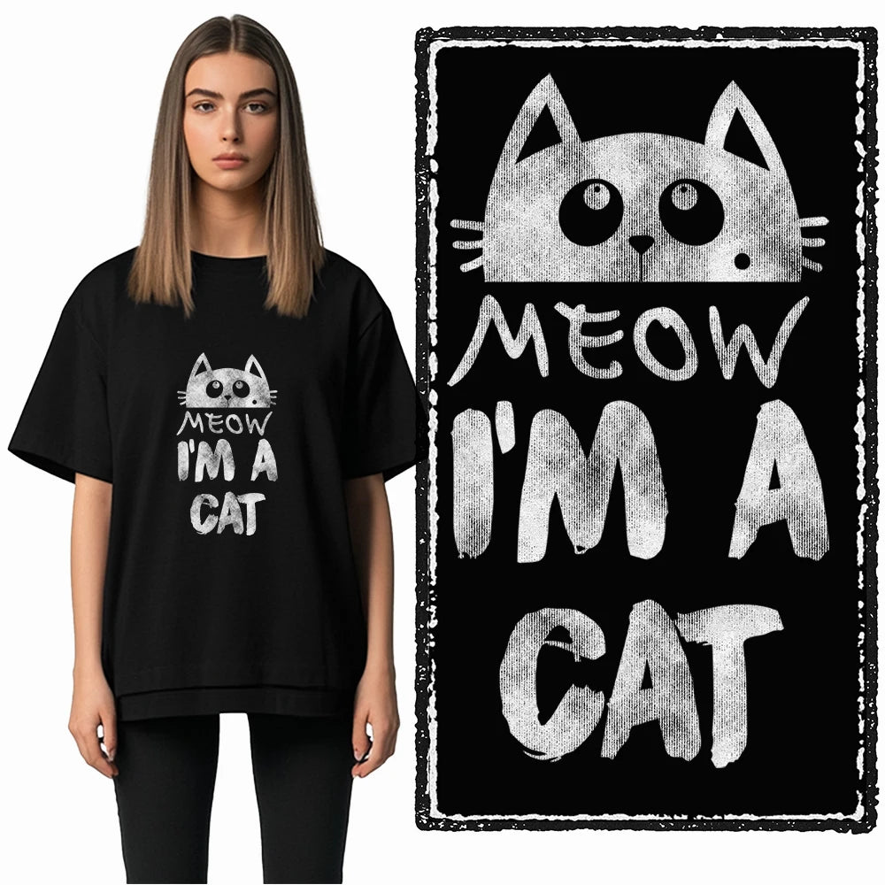 COOLMIND Cat Graphic T-Shirt | Women's Relaxed Black Tee
