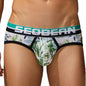 SEOBEAN Men's Printed Briefs Comfortable Breathable Underwear with U Convex Pouch Stylish Triangle Design