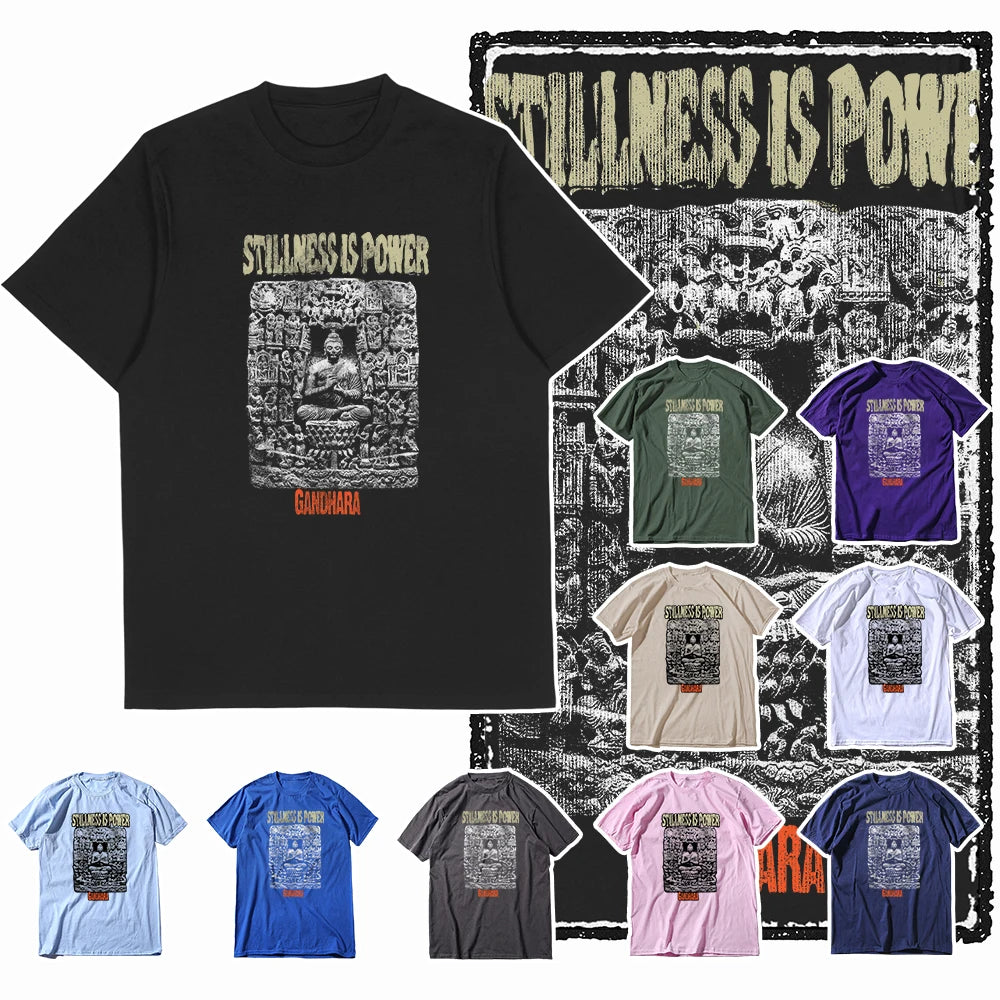 COOLMIND X0080 Serenity Buddha Graphic Cotton Tee