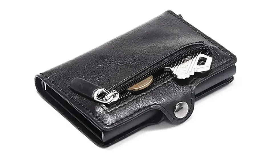 Rfid Blocking Credit Card Holders Money Clip Wallet Luxury Men Vallet Leather Metal Business Bank Cardholder Case Bifold Wallet