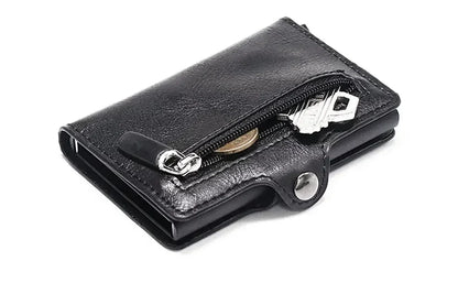 Rfid Blocking Credit Card Holders Money Clip Wallet Luxury Men Vallet Leather Metal Business Bank Cardholder Case Bifold Wallet