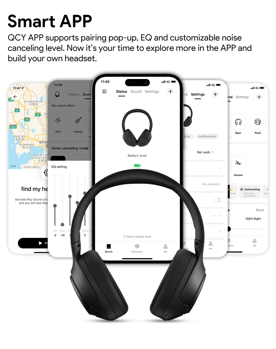 QCY H3 ANC Wireless Headphones with 43dB Hybrid Active Noise Cancellation and 60H Playtime - ShopHub