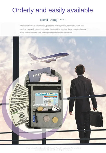 RFID Passport Holder Travel Anti-Theft Neck Pouch