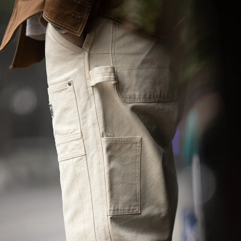 Maden Workwear American Retro Distressed Loose Off White Jeans