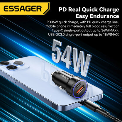 Essager 54W Dual-Port Car Charger – Fast Charge Your Devices on the Go