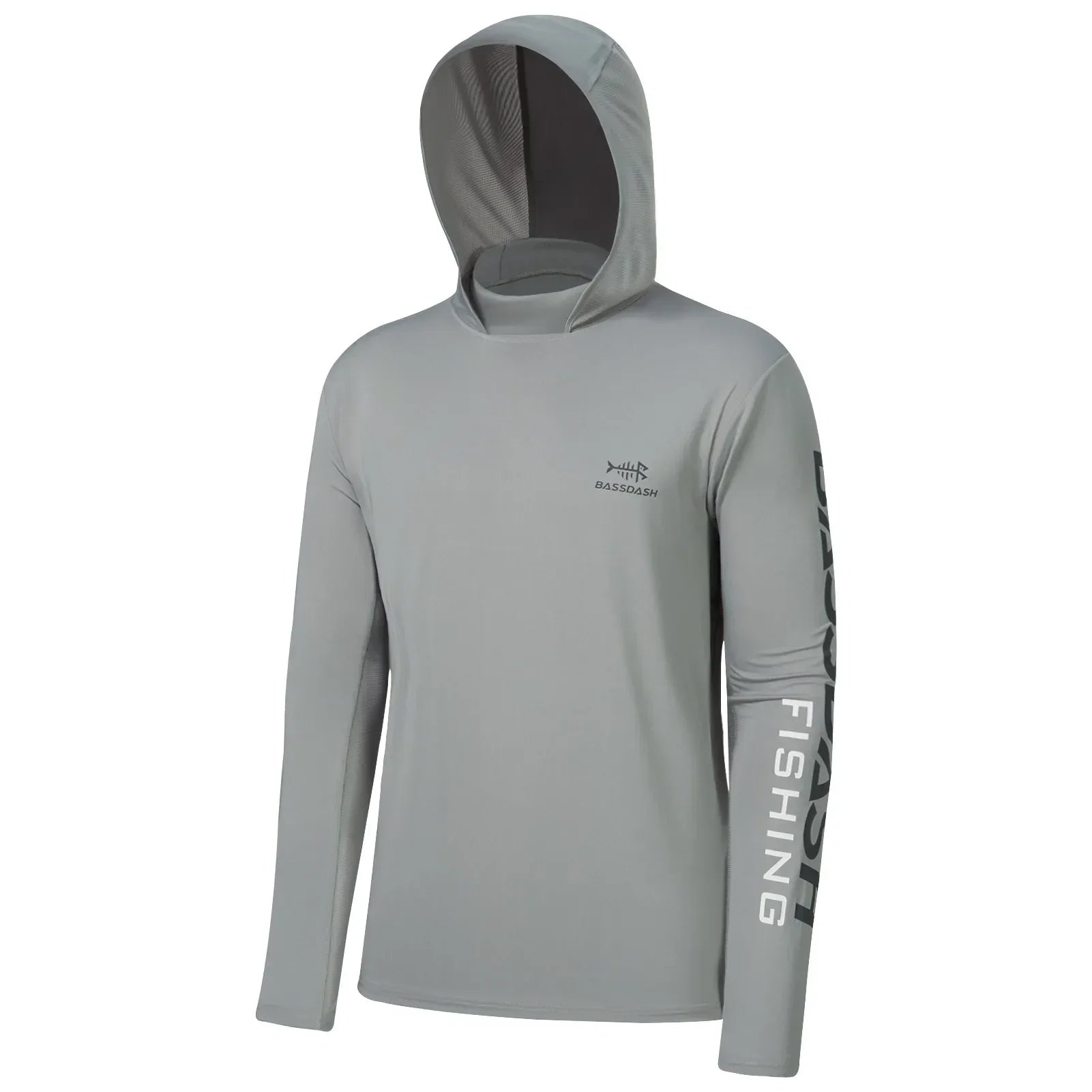 BASSDASH UPF 50+ Men’s UV Sun Protection Long Sleeve Hoodie Ash Grey