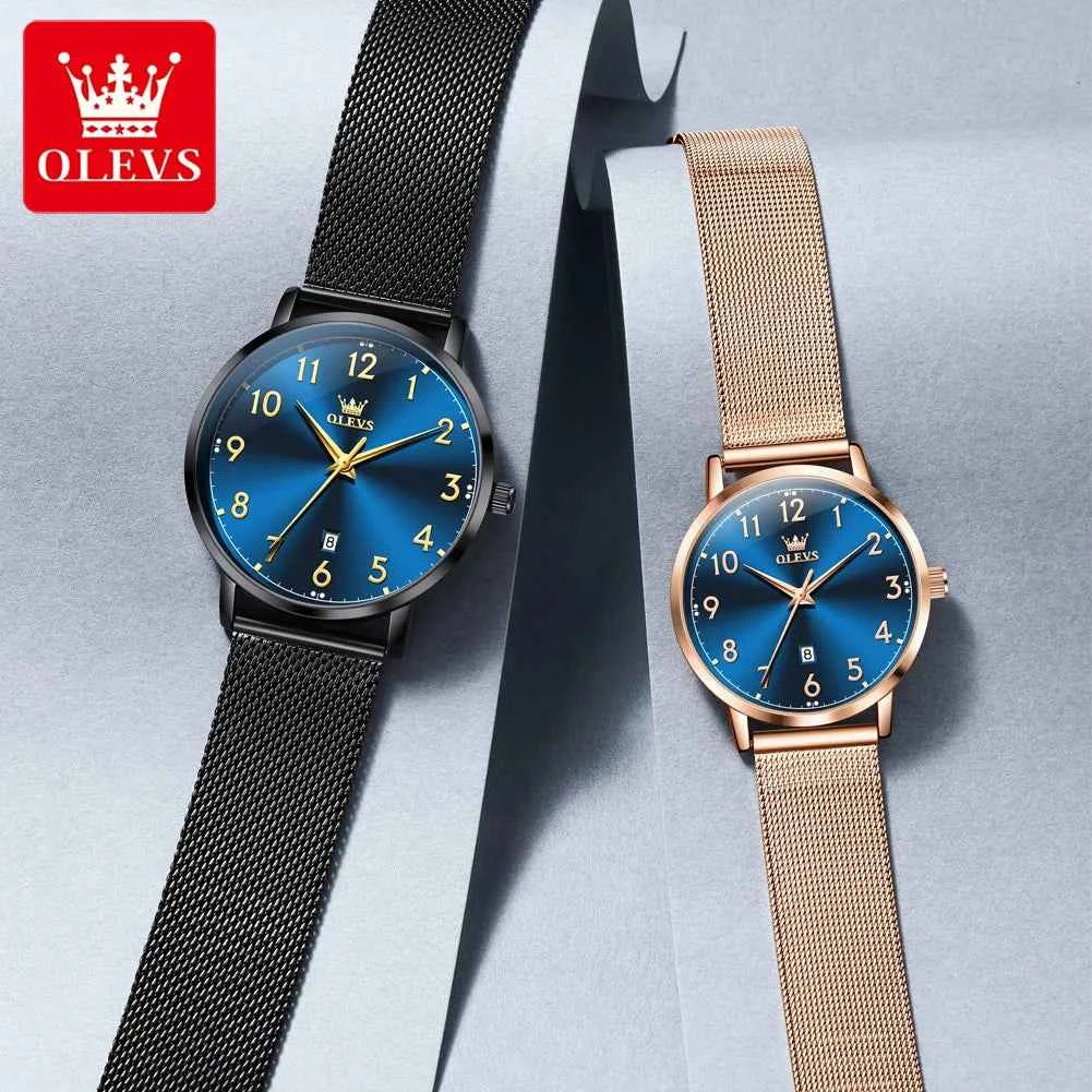 OLEVS 5653 Quartz Watch for Men and Women - Simple Original Waterproof Luminous Automatic Date Couple Gifts Reloj