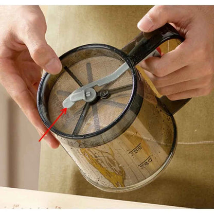 Manual Flour Sifter Sieve Hand Press Transparent Filter Kitchen Accessories Gadgets Tools Baking Home Camping Picnic Food Gear