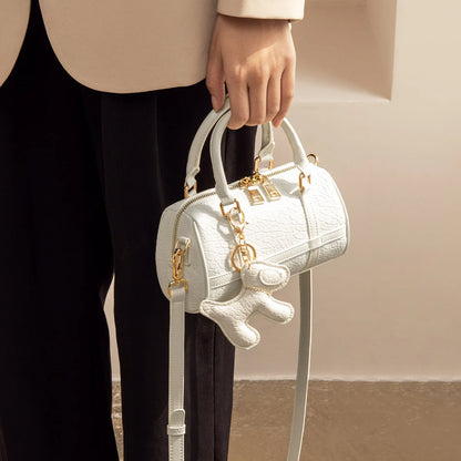 FOXER 2026 New Women's Handbag Fashion Barrel Bag Textured Cowhide Leather Lady Crossbody Bag Casual Commuter Shoulder Purse
