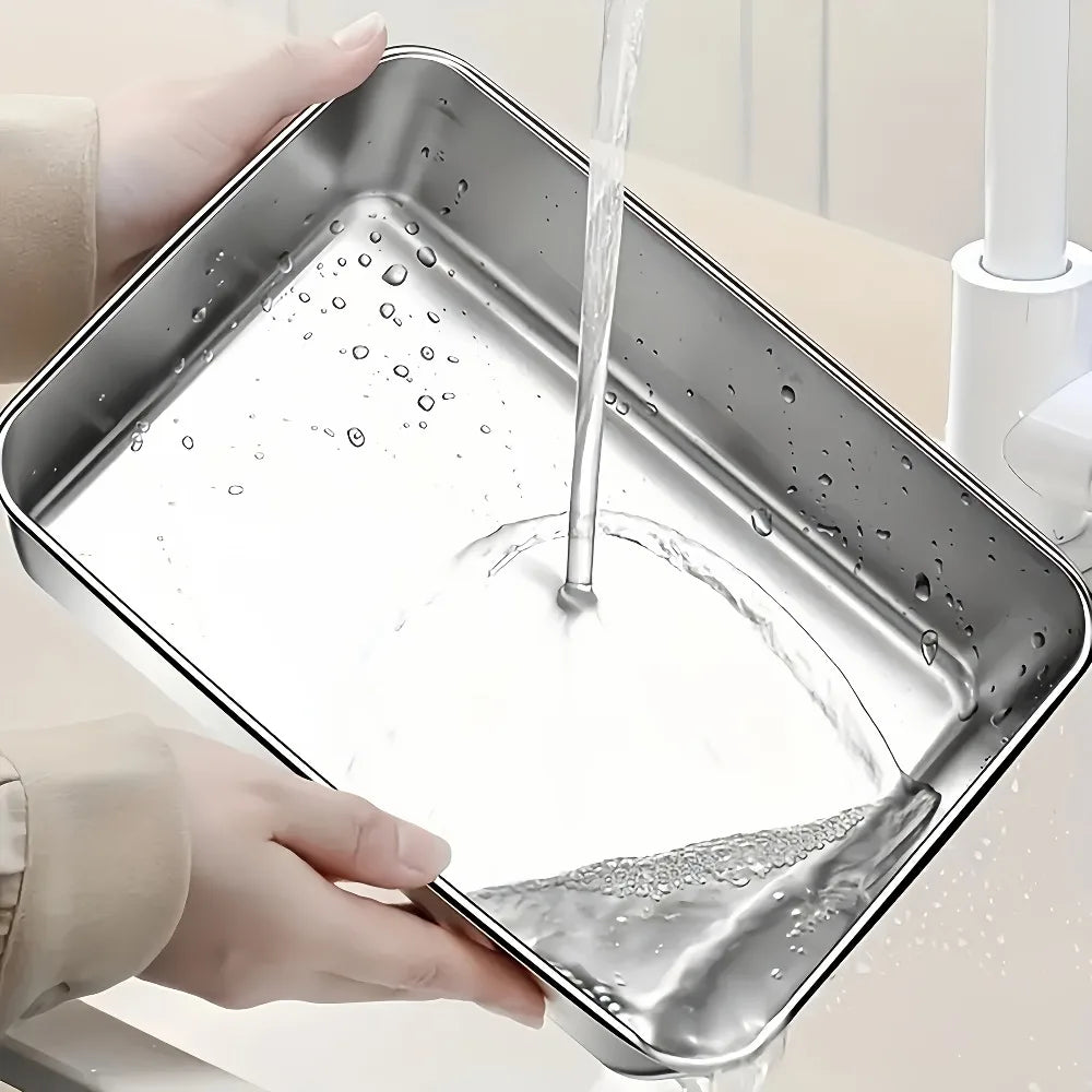 2-Piece Commercial 410 Stainless Steel Food Storage Box with Lids