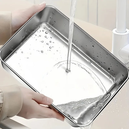 2-Piece Commercial 410 Stainless Steel Food Storage Box with Lids