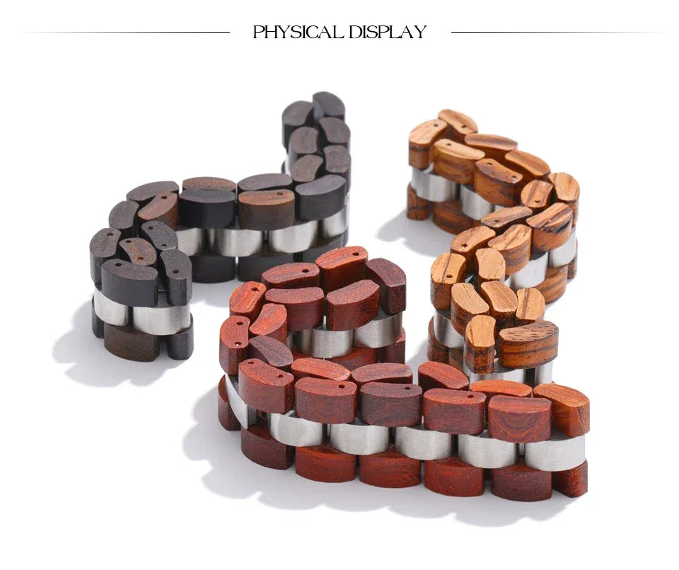 22cm Men's Natural Wood Chain Wide Bracelet - ShopHub