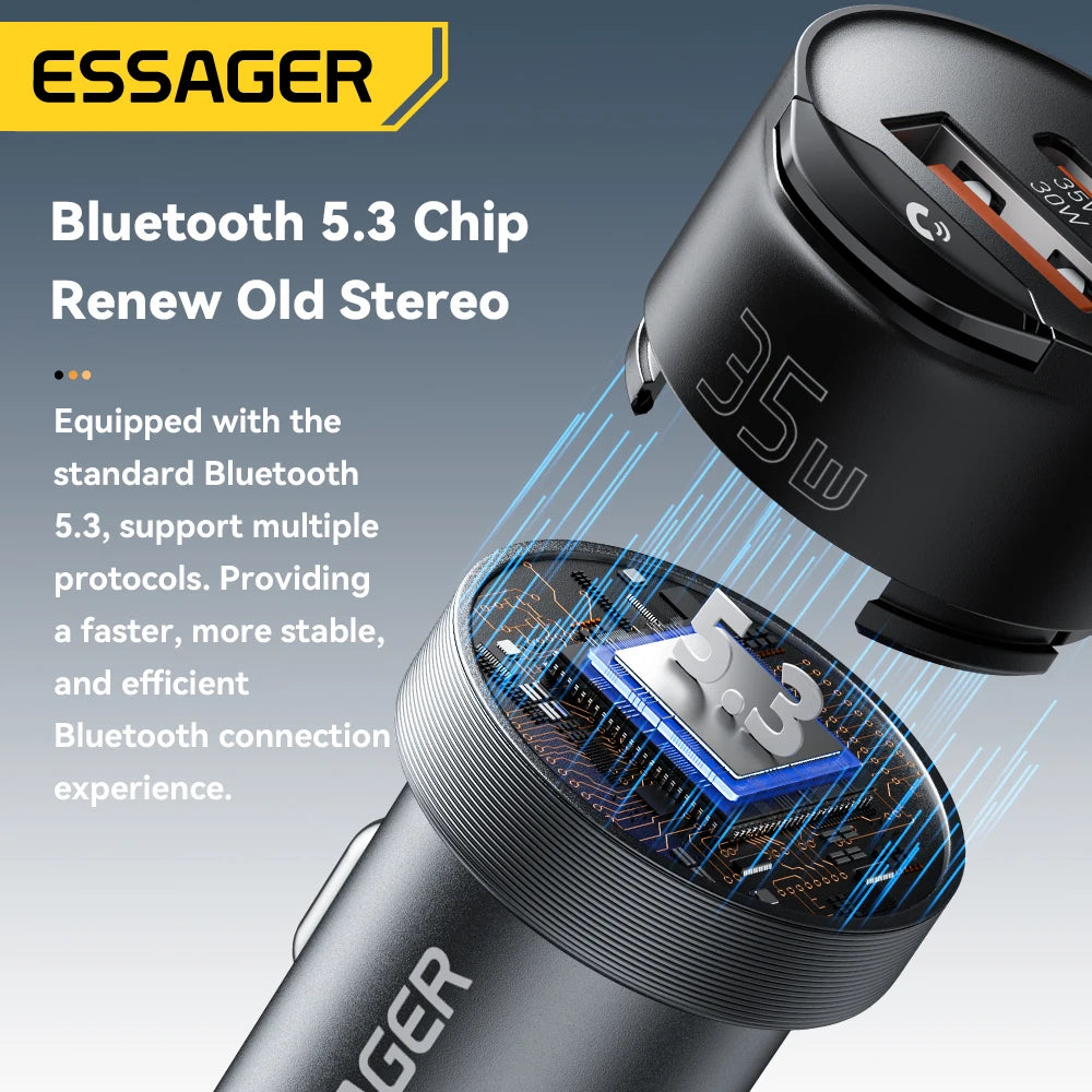 Essager Bluetooth 5.3 Car Charger 3.5mm AUX Adapter