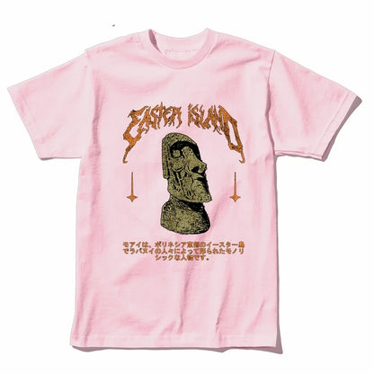 COOLMIND Easter Island Statue Graphic Cotton T-Shirt